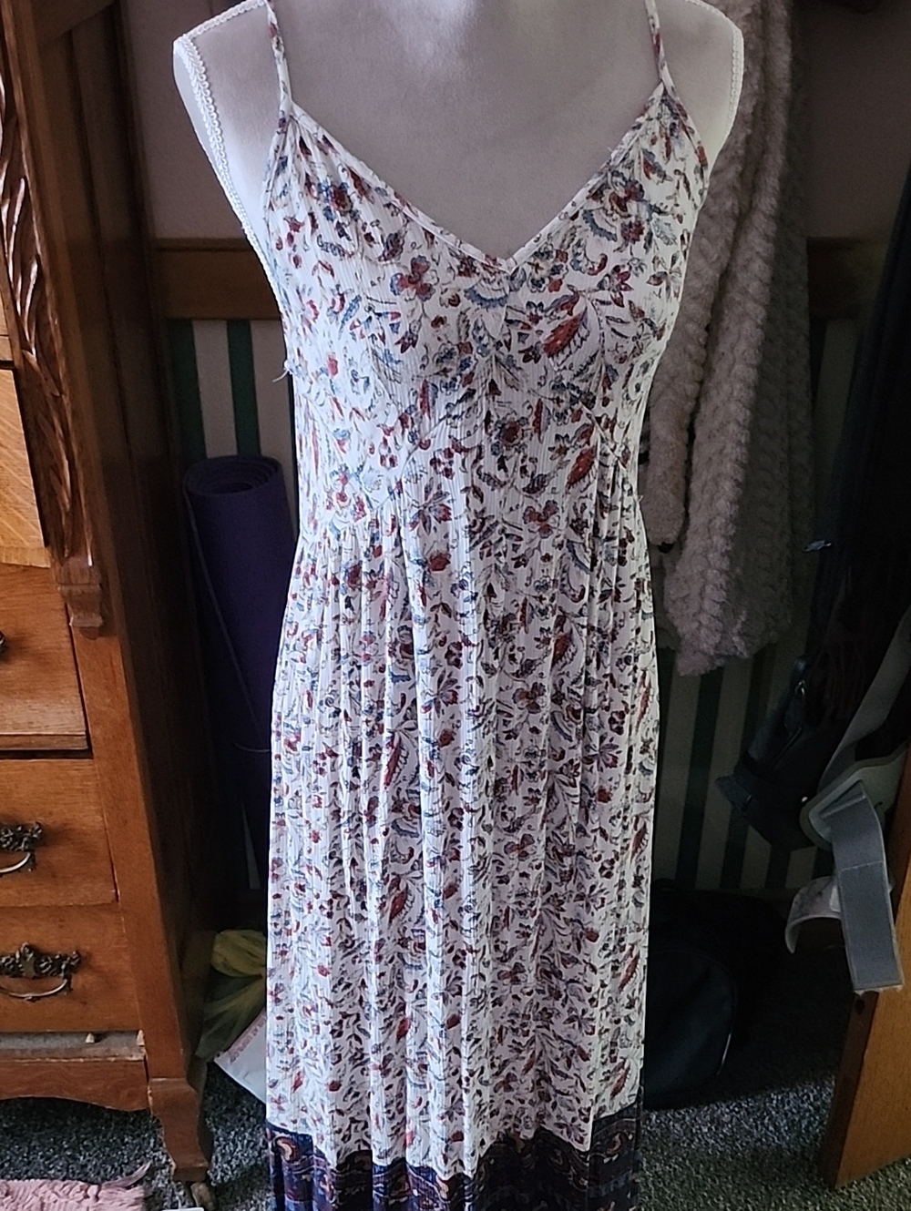 Knox Rose White Floral Maxi Dress with Rust and Navy Accents